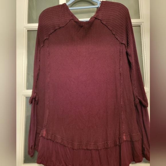 Free People Laguna Thermal we the free deep purple maroon burgandy boho XS - Picture 7 of 8